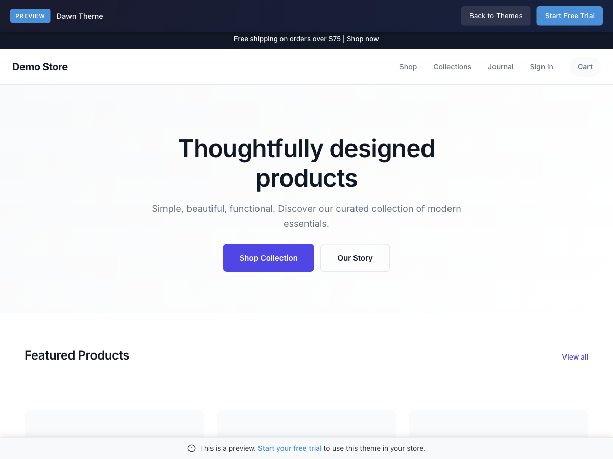 Dawn theme preview